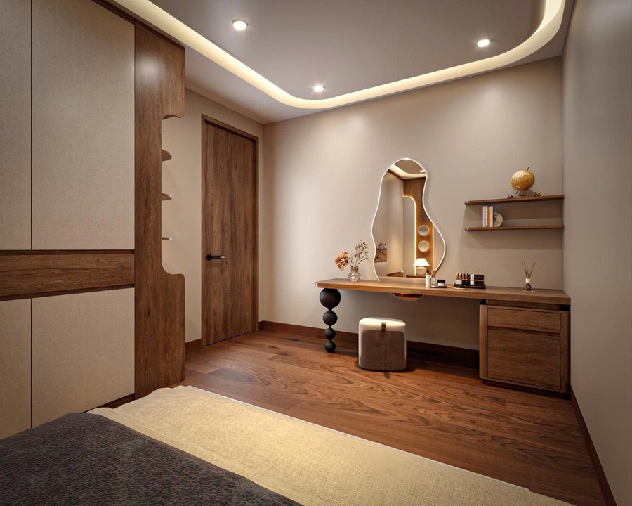 Gương trang điểm dáng tự do phòng ngủ nhà phố 2 lầu Biên Hòa Đồng Nai Gương trang điểm dáng tự do phòng ngủ nhà phố 2 lầu Biên Hòa Đồng Nai
